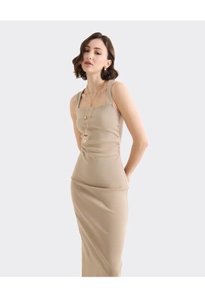 Vestido Para Mujer M/Sisa Medio Color Beige Marca Seven Seven #28171482