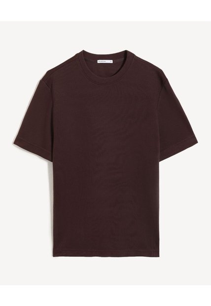 Camiseta Silueta Ajustada Textura Rib  Para Hombre Café Seven Seven