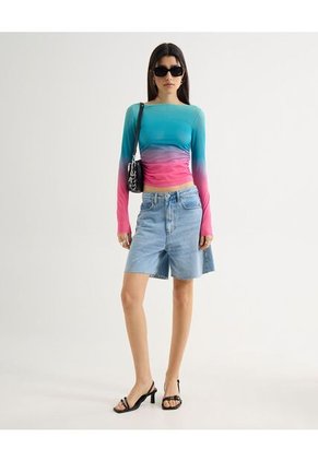 Camiseta Para Mujer Manga Larga Moda Color Azul Marca Seven Seven #28096284