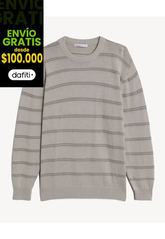 Buzo Rayado Relaxed  Para Hombre Café Seven Seven Seven Seven