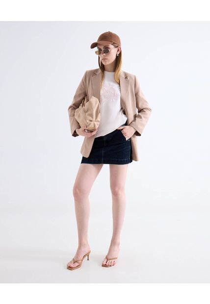 Falda Mini En Denim Oscuro  Para Mujer Negro Seven Seven