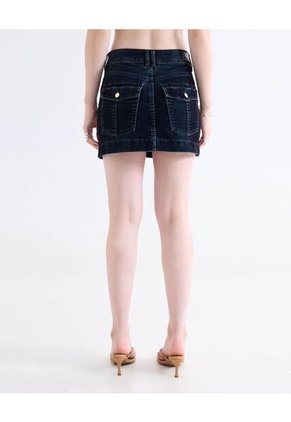 Falda Mini En Denim Oscuro  Para Mujer Negro Seven Seven