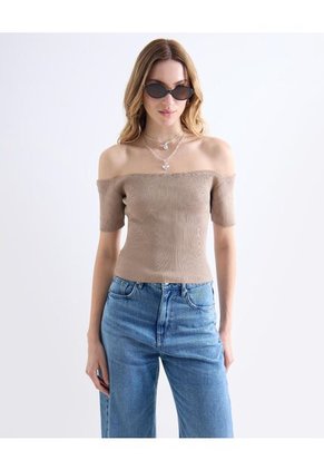 Camiseta  Para Mujer Manga Corta Moda Color Taupe Marca Seven Seven #28096420