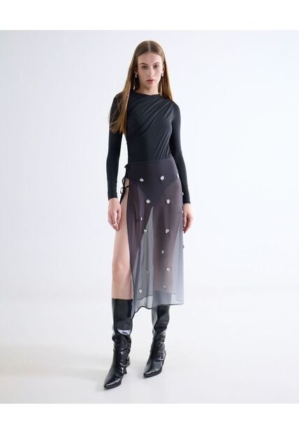 Falda  Para Mujer Medio Color Negro Marca Seven Seven #28140960