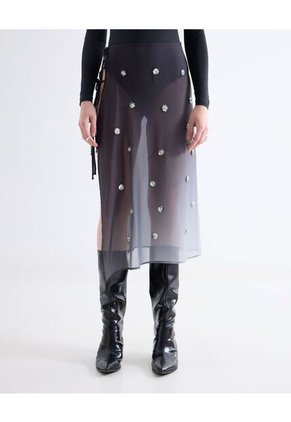 Falda  Para Mujer Medio Color Negro Marca Seven Seven #28140960