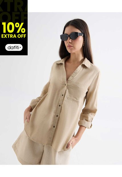 Blusa Para Mujer Manga Larga Color Beige Marca Seven Seven #28124018
