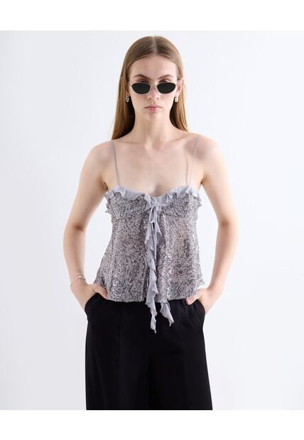 Camiseta  Para Mujer Manga Sisa Moda Color Gris Marca Seven Seven #28096436