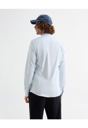 Camisa Para Hombre Manga Larga Sin Bolsillo Cuello Neru Color Azul Marca Seven Seven #45012151