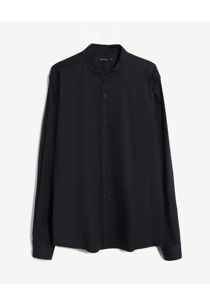 Camisa  Para Hombre Manga Larga Sin Bolsillo Cuello Neru Color Negro Marca Seven Seven #45012219