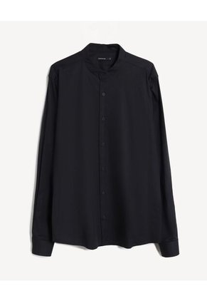 Camisa  Para Hombre Manga Larga Sin Bolsillo Cuello Neru Color Negro Marca Seven Seven #45012219