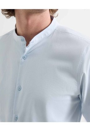 Camisa Para Hombre Manga Larga Sin Bolsillo Cuello Neru Color Azul Marca Seven Seven #45012151