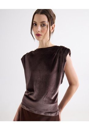 Camiseta  Para Mujer Manga Corta Moda Color Café Marca Seven Seven #28096595