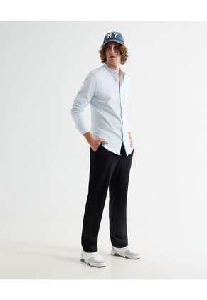 Camisa Para Hombre Manga Larga Sin Bolsillo Cuello Neru Color Azul Marca Seven Seven #45012151