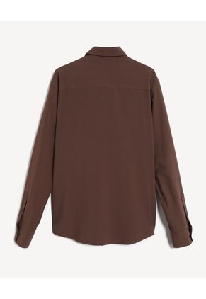 Camisa  Para Hombre Manga Larga Sin Bolsillo Cuello Casual M Color Café Marca Seven Seven #45012217