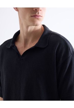 Polo  Para Hombre Cuello Tejido Sin Bolsillo Color Negro Marca Seven Seven #45110962