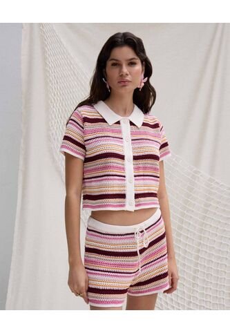 Camiseta  Para Mujer Manga Corta Cuello V Color Crema Marca Seven Seven #28096473 Seven Seven