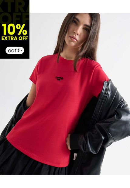Camiseta Para Mujer Manga Corta Cuello Redondo Color Rojo Marca Seven Seven #28096217