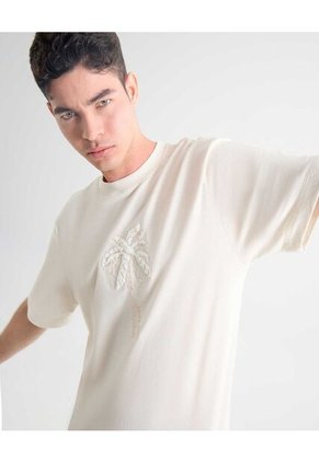 Camiseta Para Hombre Manga Corta Cuello Redondo Color Marfil Marca Seven Seven #45092697