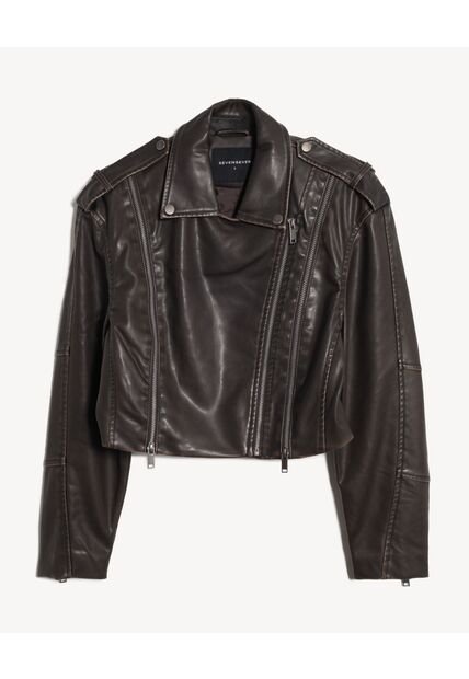 Chaqueta  Para Mujer Pu Color Café Marca Seven Seven #28081016