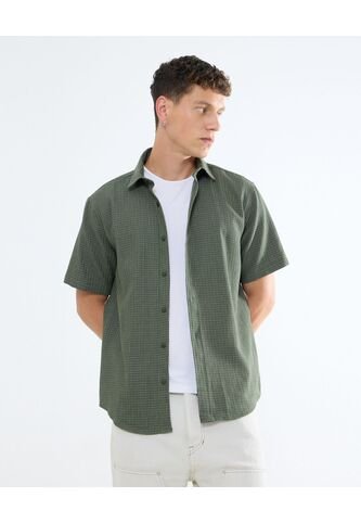 Camisa Para Hombre Manga Corta  Color Verde Oscuro Marca Seven Seven #45012060 Seven Seven