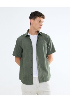 Camisa Para Hombre Manga Corta  Color Verde Oscuro Marca Seven Seven #45012060