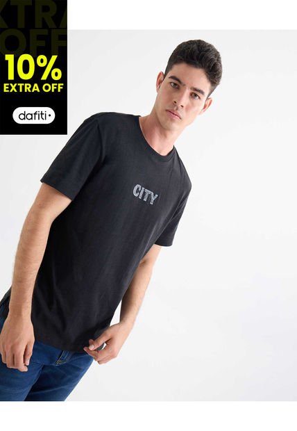 Camiseta Para Hombre Manga Corta Cuello Redondo Color Negro Marca Seven Seven #45092656