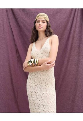 Vestido  Para Mujer M/Sisa Largo Color Crema Marca Seven Seven #28171472