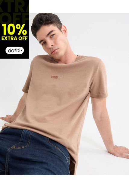 Camiseta Para Hombre Manga Corta Cuello Redondo Color Taupe Marca Seven Seven #45092660