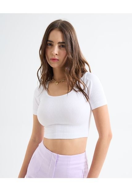 Camiseta Para Mujer Manga Corta Color Blanco Marca Seven Seven #28095998