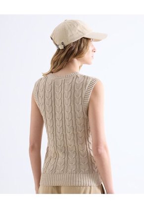 Camiseta  Para Mujer Manga Sisa Cuello Redondo Color Beige Marca Seven Seven #28096424