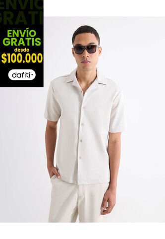 Camiseta Relaxed Con Botonadura  Para Hombre Gris Seven Seven Seven Seven