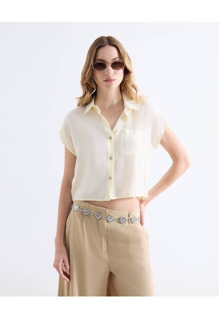 Blusa  Para Mujer Manga Corta Color Amarillo Marca Seven Seven #28124131