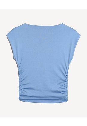 Camiseta Drapeado Lateral  Para Mujer Azul Seven Seven