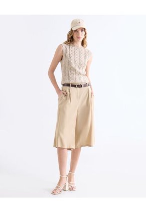 Camiseta  Para Mujer Manga Sisa Cuello Redondo Color Beige Marca Seven Seven #28096424