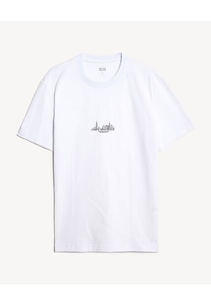 Camiseta Screen New York  Para Hombre Blanco Seven Seven