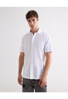 Camisa Para Hombre Manga Corta Sin Bolsillo Cuello Casual M Color Crudo Marca Seven Seven #45012221