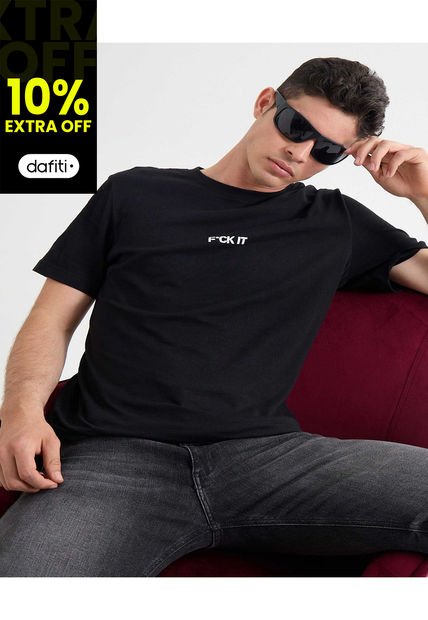 Camiseta Para Hombre Manga Corta Cuello Redondo Color Negro Marca Seven Seven #45092662