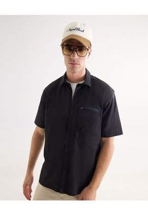 Camisa Para Hombre Manga Corta Con Bolsillo Cuello Casual M Color Negro Marca Seven Seven #45012170