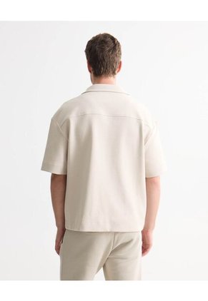 Camisa Para Hombre Sobrecamisa Manga Corta Color Crema Marca Seven Seven #45012161