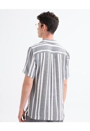 Camisa Resort Estampado De Hojas  Para Hombre Gris Seven Seven