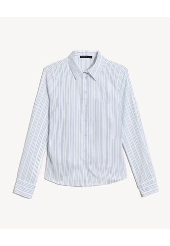 Camisa De Rayas Slim Fit Con Cuello Clásico  Para Mujer Azul Seven Seven Seven Seven