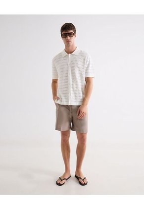 Camisa Para Hombre Manga Corta Sin Bolsillo Cuello Casual M Color Crudo Marca Seven Seven #45012172