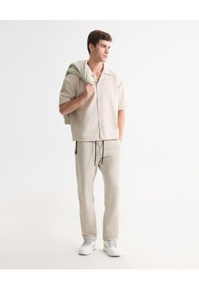 Camisa Para Hombre Sobrecamisa Manga Corta Color Crema Marca Seven Seven #45012161