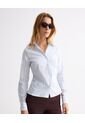 Camisa De Rayas Slim Fit Con Cuello Clásico  Para Mujer Azul Seven Seven de Seven Seven