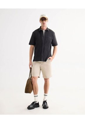 Camisa Para Hombre Manga Corta Con Bolsillo Cuello Casual M Color Negro Marca Seven Seven #45012170