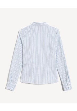 Camisa De Rayas Slim Fit Con Cuello Clásico  Para Mujer Azul Seven Seven