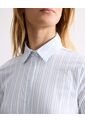 Camisa De Rayas Slim Fit Con Cuello Clásico  Para Mujer Azul Seven Seven de Seven Seven