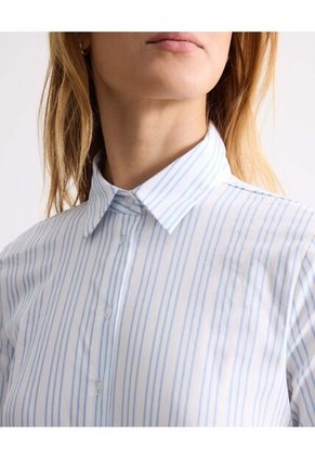 Camisa De Rayas Slim Fit Con Cuello Clásico  Para Mujer Azul Seven Seven