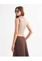 Crop Top Cuello Polo  Para Mujer Café Seven Seven de Seven Seven