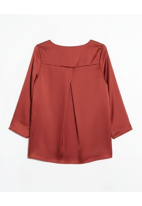 Camisa De Mangas Con Olanes   Para Mujer Rojo Seven Seven